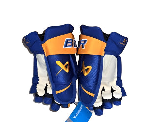 Custom NCAA Bauer Vapor Hyperlite Hockey Glove Sr Royall Blue/Gold Lake Superior State Lakers - PRO STOCK
