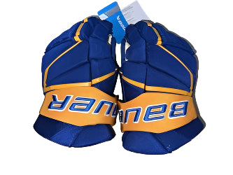 Custom NCAA Bauer Vapor Hyperlite Hockey Glove Sr Royall Blue/Gold Lake Superior State Lakers - PRO STOCK