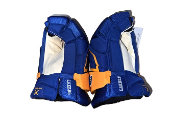 Custom NCAA Bauer Vapor Hyperlite Hockey Glove Sr Royall Blue/Gold Lake Superior State Lakers - PRO STOCK