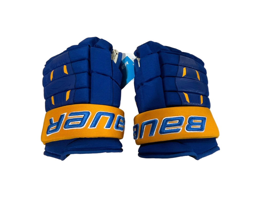 Custom NCAA Bauer Pro Series Pro Sr Hockey Glove Royal Blue/Gold Lake Superior State Lakers - PRO STOCK