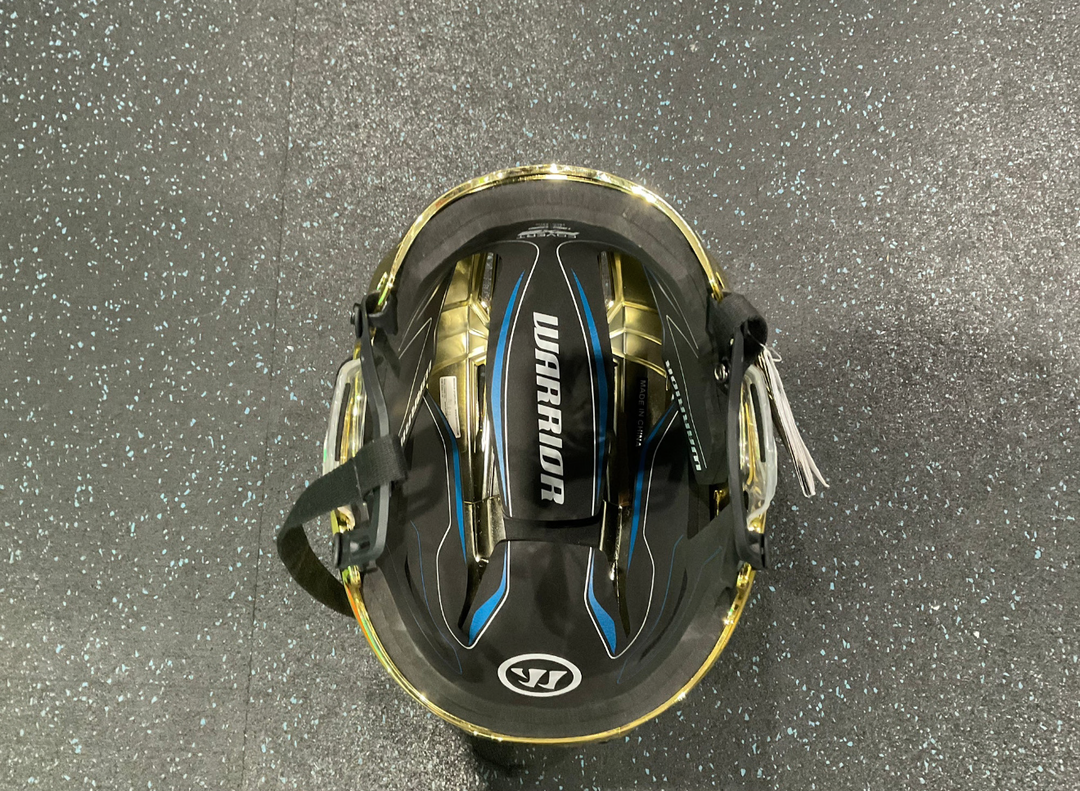 Large Vegas Golden Knights Warrior Covert PX2 Helmet Pro Stock Gold Chrome