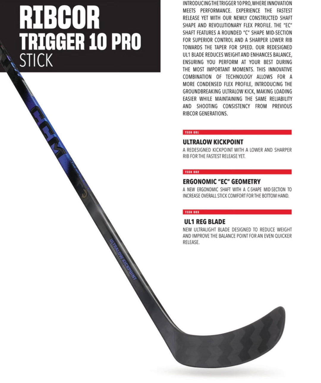 CCM Ribcor Trigger 10 Pro *** Unreleased*** -Chrome- PRO STOCK STICK