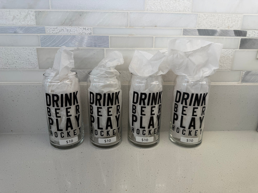 Hockey Pint Glasses, Set of 4, Brand New